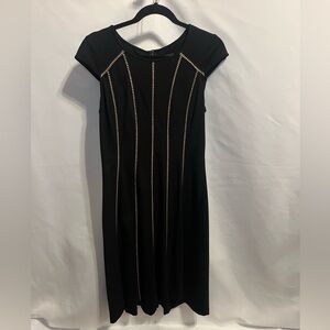 Adrianna Papell Black Dress with Nude Detailing Size 8